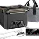 Cordless Electric Lunch Box, 1.2L Self Heating Lunch Box Battery Powered with Automatic Heating, BPA Free, Meal Prep Friendly, Portable Food Warmer for Work, Construction, Truck & Travel (Black)