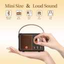 Retro Bluetooth Speaker, Wireless Mini Portable Speakers Support USB/TF Card/AUX, Vintage Radio Bluetooth Speaker for Kitchen Desk Bedroom Office Outdoor, Retro Gifts for Women Men, Black
