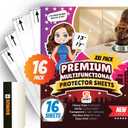 16Pack - Clear Wall & Door Protector from Dog Scratching - Anti Cat Couch Guard Plastic Sheets, Furniture Self-Adhesive Removable Sticky Tape, Transparent Thick Sofa Scratch Deterrent Frame Cover Film