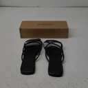 Women's Flat Sandals Strappy Square Open Toe Slide Sandals Dressy Comfortable Wide Feet Friendly (11, Black)