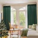 Dark Emerald Green Pinch Pleat Curtain with Tieback for Bedroom, Thermal Insulated Blackout Pleated Curtain with Hooks for Traverse Rod and Track, 52" W x 72" L, 1 Panel