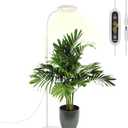 GLOWRIUM Grow Lights for Indoor Plants, Full Spectrum LED Grow Light Floor Lamp with Stand Adjustable Height and Angle, Black Plant Light with 3/9/12H Grow Light Timer (White, 20W)