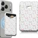 Compatible with Magsafe Wallet Magnetic Phone Card Holder for Phone Case, Cute Leather Stronger Magnetic RFID Phone Wallet for Women Men Cute Pink Bows