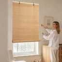 Bamboo Blinds for Interior Windows 36 Wide - Light Filtering Bamboo Roller Shades Natural Roman Shade, 72L Roll Up Blind for Windows, Easy to Install for Door, Patio, Bedroom