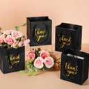 Honoson 30 Pcs Mini Gift Bag with Handle 4 x 2.75 x 4.5'' Small Thank You Bag Foil Paper Tote for Wedding Baby Shower Birthday Graduation and Mother’s Day Party Favors(Black/Gold)
