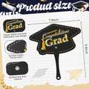 50 Pcs Graduation Hand Fans Bulk, Class of 2026 Grad Cap Themed Plastic Hand Fans with Handle, Black and Gold Graduation Photoshoot Props Party Favors Gifts for Ceremony Decorations Supplies