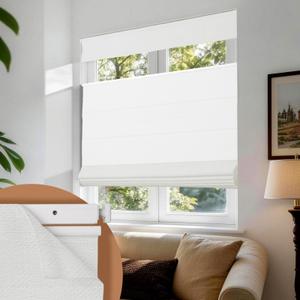 Atxbyoh No Drill Cordless Roman Shades for Windows No Tools Roman Shades, Blackout Fabric Blinds for Indoor Windows, UV Protection, Privacy, Thermal Insulation Roman Blinds, Easy to Install