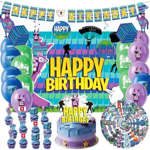 Video Game Themed Birthday Party Decorations 2026 Upgraded Supplies - Happy Birthday Banner Backdrop Balloons Hanging Swirls Cake Topper Cupcake Toppers Stickers - Decor Stuff Favor