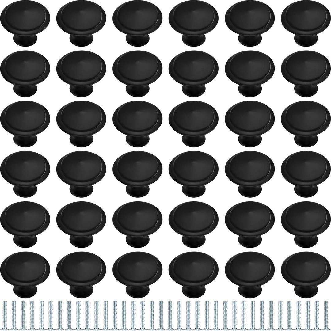 Ripeng 36 Pcs Round Cabinet Knobs Kitchen Drawer Knobs for Hardware Drawer Handles with Screws for Bedroom Furniture (1.2 Inch)