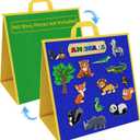 Foldable Felt Board for Toddlers Flannel Board Stories for Preschool Early Learning Interactive Storytelling Double Sided Felt Story Board Reusable Wall Hanging Holiday Gift for Kid (17 * 17) (Foldable-Blue & Green)