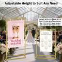 Wedding Welcome Sign Stand, Adjustable Linen Welcome to Our Wedding Sign Holder, Elegant Welcome Sign Easel with Hanging Straps for Seating Chart, Banner, Ceremony Decor (Gold, 54"-69")