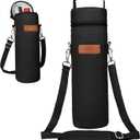 opux Wine Bag Single Bottle Carrier Tote, Insulated Wine Cooler Bag for Travel Picnic Beach with Shoulder Strap, Thermal One Bottle Holder Carrying Case Wine Gift for Women Men, Black