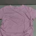 Women's 2 Piece Lounge Set Ruched Short Sleeve Tops High Waisted Wide Leg Pants (Pink , Small)