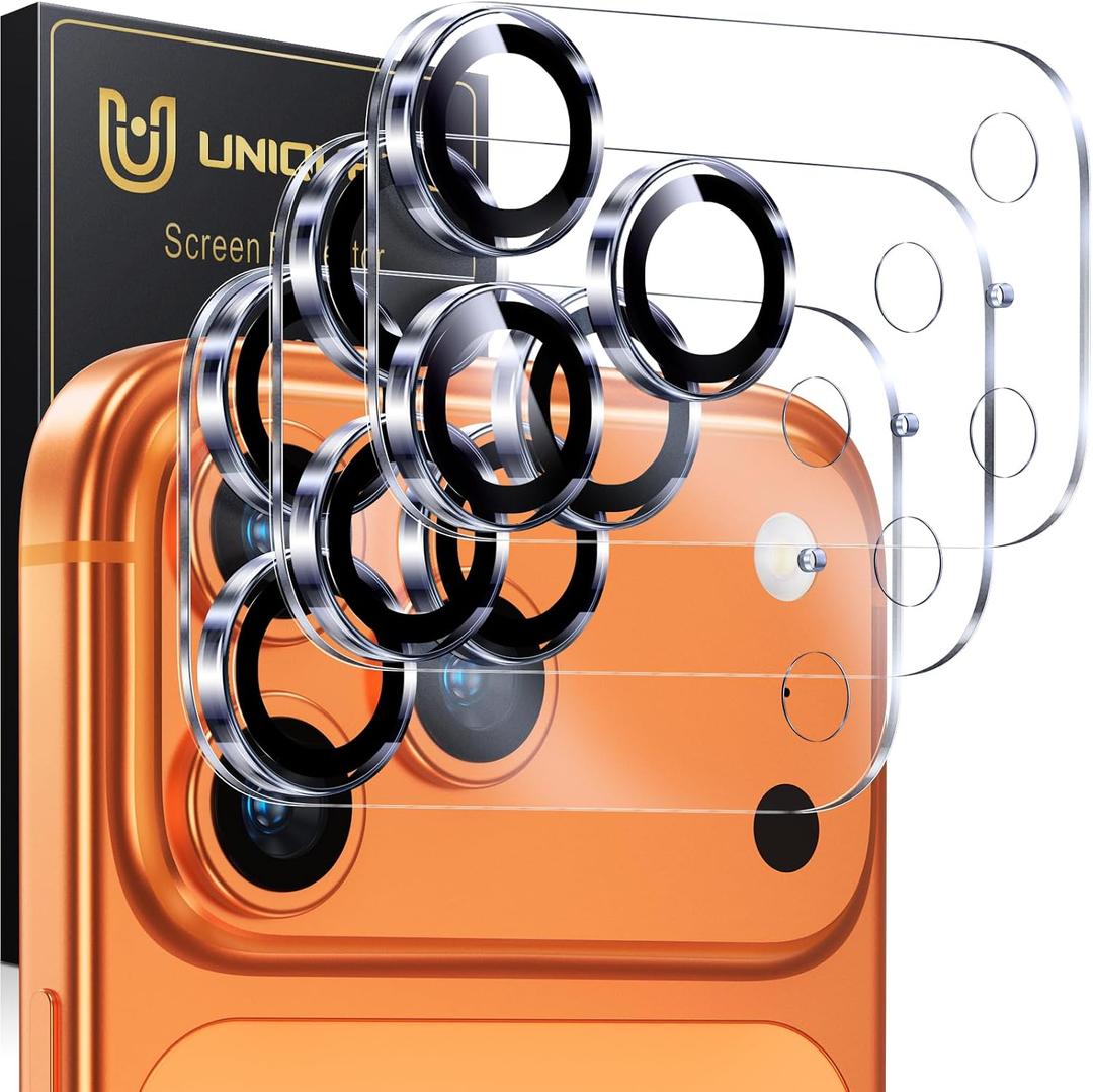 UniqueMe Compatible for 3 Pack iPhone 17 Pro Camera Lens Protector - [Drop Protection] 9H Tempered Glass Camera Cover Screen [Update New Version]Not for 17 Pro Max
