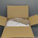 GREENSTELL Small Vanity Stool Chair with Storage and Folding Back, 13.4" x 15" x 30" Square Faux Fur Soft Ottoman, 4 Metal Legs with Anti-Slip Feet, Furry Padded Seat for Makeup, Bedroom, White