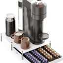 SpaceAid Bamboo Coffee Pod Holder Drawer Storage Compatible with Nespresso Vertuo Capsules, Coffee Station Accessories Holder Organizer Tray Compatible with 40 Big or 56 Small Pods, White (12.8"W x 15.6"D)