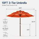 10ft Patio Umbrella, 3-Tier Vented Outdoor Table Umbrella with 8 Sturdy Fiberglass Ribs, Windproof Market Umbrella with Push Button Tilt and Crank, UV Protection for Deck, Pool, Terracotta