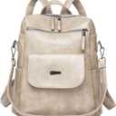 WYFJNX PU Leather Backpack Purse for Women Fashion Multipurpose Design Handbag Ladies Shoulder Bags Travel Backpack Beige