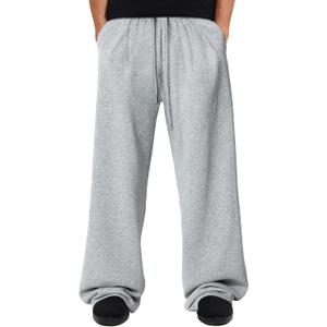 Men's Baggy Sweatpants Wide Leg Lounge Sweat Pants with Pockets (Medium, A Grey)