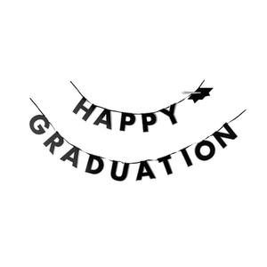 2 Pcs Bonjour Fête Black & White Happy Graduation Banner | Class of 2025 School Garland Decorations | Premium Party Supplies | Pack of 1, 10' Long | Cool graduation party ideas