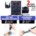YIHUA 8786D I 2 in 1 Hot Air Rework and Soldering Iron Station with 10 Solder Iron Tips, 4 Hot Air Nozzles, F /C, Cool/Hot Air Conversion and Sleep Function