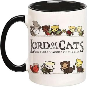 Lord Of The Cats Mug, The Furrllowship Of The Ring, Cat Lovers Coffee Mug 11oz, Funny Cat Novelty Gifts for Women Men Dad Mom Boy Girl, Ceramic Tea Cup for Coffee, Tea and Hot Drinks (A15)
