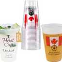 18 oz Host Cup Celebrating World Soccer Tournament Host Canada, 24-Count Disposable Plastic Party Cups, National Flag Themed for Fan Event Decorations Game-Day Festival, ALLEZ CANADA 2026