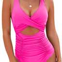 Blooming Jelly Womens One Piece Swimsuits Push Up Tummy Control Bathing Suit Cutout Ruched Slimming Swim Suits 2025 (Medium, Hot Pink)