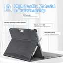 Case fit 13 Inch Microsoft Surface Pro 11/10/9/8, Multiple Angle Viewing Portfolio Business Cover with Stylus Holder & Pocket, Compatible with Type Cover Keyboard & Dock, Grey