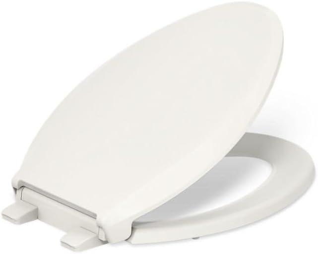 KOHLER 4636-RL-96 Cachet ReadyLatch Elongated Toilet Seat Slow Close Soft Close, Toilet Seat Quiet Lid, Contoured Grip-Tight Bumpers Installation Hardware, Apartment Essentials, Biscuit