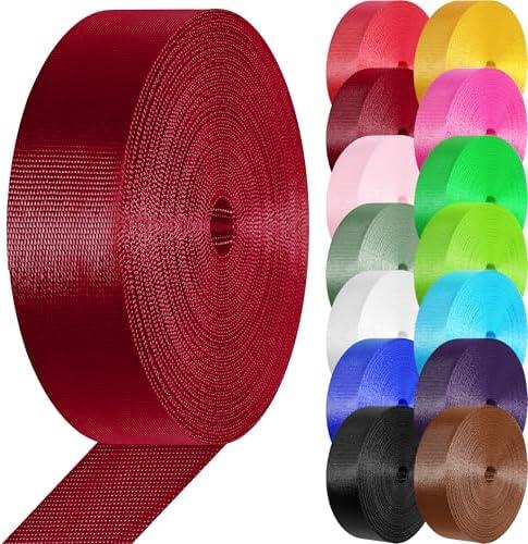 YOGHAVRS Nylon Webbing 1 inch 1.5 inch Nylon Strap Webbing Straps, 3.3 10 25 50 Yards Webbing Strapping for Bags/Lawn Chair/Climbing Outdoors Crafting DIY Gear Repair