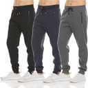 BenBen 3 Pack Men's Joggers with Zipper Pocket Fleece Sweatpants Athletic Pants Running Workout, Size S