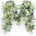 MAKHOT 5.9FT Eucalyptus Garland, Artificial Greenery Garland Flower, Green SpringGarland Wreath Vines Decorations, Fake Silver Dollar Eucalyptus Leaves Vines for Table Home Wedding Mantle Party Decor
