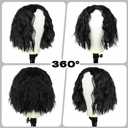 Wigs for Black Women 14 Inch Curly Wig 150% Density Wear Glueless Wig Machine Made No Lace Water Wave Wigs Natural Color (14 in)