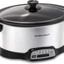 Hamilton Beach 7 Quart Programmable Slow Cooker With Flexible Easy Programming, 5 Cooking Times, Dishwasher-Safe Crock & Lid, Silver (33473)
