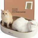 Cat Scratcher Cardboard Bed for Indoor Cats  Large (24.4x17.7x3.9in), Lounger, Round, Reversible, Durable, Protects Furniture, Cat Bowl & Scratching Pad, Safe with Cornstarch Glue