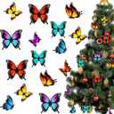 Bucherry 48 Pcs Spring Butterfly Ornaments Tree Decor Spring Hanging Wooden Monarch Butterfly with Rope Hanging Ceiling Decoration for Birthday Wedding Home Wall DIY Art Craft