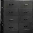 WLIVE Tall Dresser for Bedroom with 13 Drawers, Storage Dresser Organizer Unit, Fabric Dressers for Bedroom, Closet, Chest of Drawers with Fabric Bins, Steel Frame, Wood Top, Charcoal Black