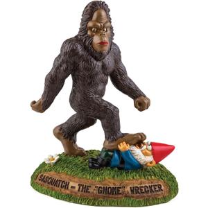 Sasquatch the Gnome Wrecker Garden Statue, Outdoor Lawn & Yard Creature Figurine Sculpture Decorations, Funny Housewarming Gag Gift