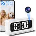 Smart Clock Camera,5G&2.4G WiFi Security Camera Indoor,2K Cameras for Home Security,3 in 1 Nanny Cam with Alarm,Color Night Vision Human Motion Detection,Local SD Recording