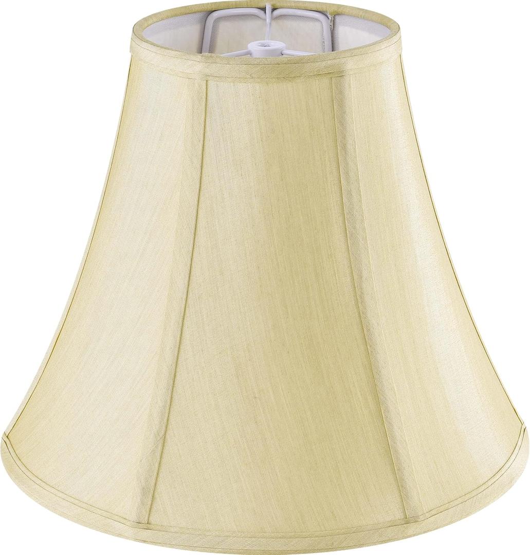 GO&SO Bell Lamp Shades Gold Medium Lamp Shade 6" Top x 13" Bottom x 9.8" High (Spider) Side Ribbing Hand Crafted Replacement Lampshade, Traditional Fabric Lamp Shade for Table Lamp, Floor Lamp