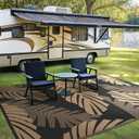 GENIMO Waterproof Outdoor Rug 9' x 12' for Patio Decor, Reversible Plastic Straw Area Rugs for Camping Clearance, RV Mat, Large Outside Carpet for Porch, Deck, Picni, Balcony, Garden, Black & Brown