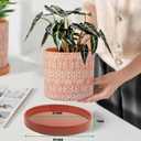 Yukfona Ceramic Plant Saucer Pot Tray 8.5 Inch, Planter Saucers 6 7 8 9 10 11 12 15 Inch, Durable Sturdy Flower Drainage drip Water Tray for Glazed Pots Base (8.5 Inch- Red Terracotta)