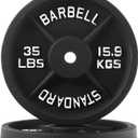 Cast Iron Plate Weight Plate for Strength Training and Weightlifting, 1-Inch Center (Standard), 35LB (Set of 2)