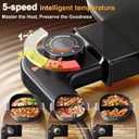 Stariver 6L Electric Hot Pot with Divider, 1300W, Dual-Flavor Pot for Two Broths, 5-Temp Control & Non-Stick Coating, Electric Pot for Shabu Shabu, Fondue, Perfect for Family Gatherings & Parties (Grey)