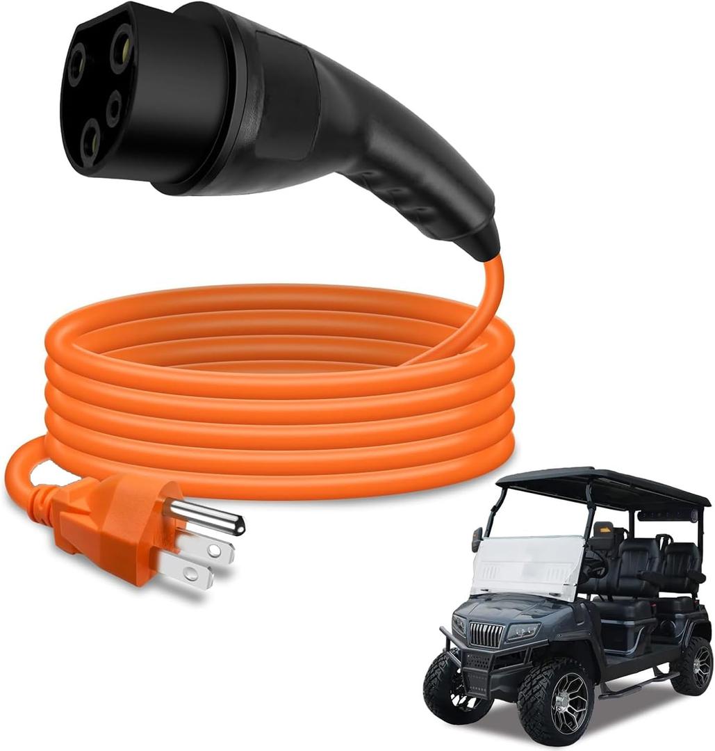 2.04.0620 EV Golf Cart Charging Power Cord Compatible with Evolution ICON EV Golf Carts 120V 3 Pin Charge Cable Assembly Replacement# ST-031016-PT