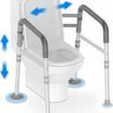 Delog Toilet Safety Rails 300 lb - Adjustable Toilet Safety Frame & Rails, Toilet Safety Rail for Elderly Adults, Toilet Handles for Seniors, Toilet Bars for Elderly & Handicap (Gray)