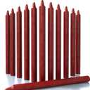 CANDWAX Bordeaux Taper Candles Pack of 12 - Slow Burning Dripless Unscented Straight Candles 10 inch - Ideal for Dinner Table - Smokeless Long Candlesticks