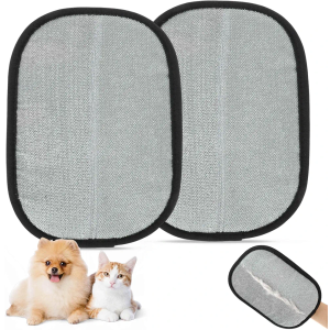 Pet Hair Remover Gloves, Advanced Static-Adhesive Pet Hair Removal Gloves, Reusable Cat Dog Hair Remover Mitt, Pet Grooming Glove for Shedding, 2 PCS