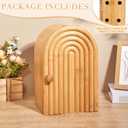 Phone Box 10.2" x 6.7" x 5.9" for Family Time Bamboo Jail 3 Sections Hold 6 Phones with Charging Holes Wood Holder Self Discipline Box Help Kid Adult Focus Back Avoid Addiction(Door-Shaped)